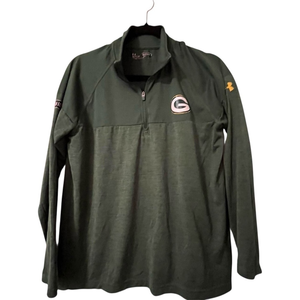 Green Bay Packers Green Quarter-Zip Jacket Size Small Athletic Fit Football